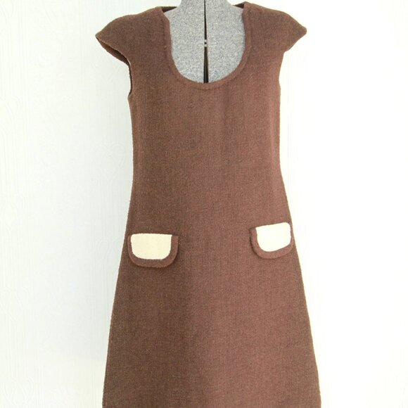 60's 70's 1969 BH Wragge brown wool dress medium/large - Picture 1 of 3